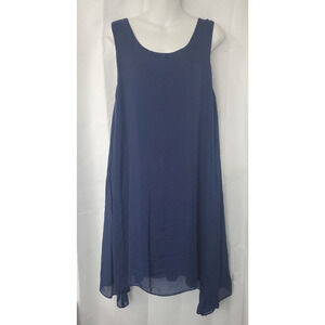 Tommy Bahama Short Tank Dress Women M Sheer Shark Bite Lined Blue Flowy Beachy